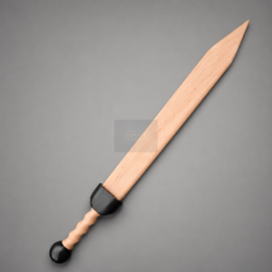 Espada de Práctica de Madera Hecha a Mano, Hoja Plana, Mango Negro, para Entrenamiento - Product Image 2