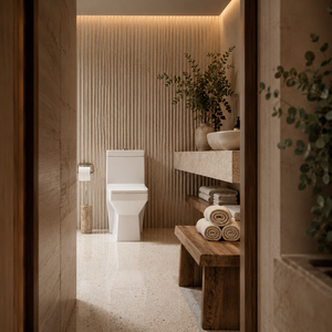 WC monobloc à cuvette allongée, à sortie verticale (S-Trap/P-Trap), double chasse, design contemporain, pour salle de bain, 650x360x740mm, à fixation encastrée - Product Image 6