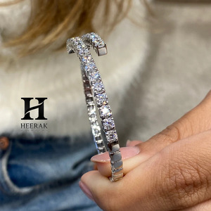 Luxury 14K <b>White</b> Gold Lab Grown Diamond Bypass Bangle Bracelet IGI Certified Round Cut CVD Diamond Toi Et Moi <b>Wrap</b> Bangle - Product Image 3