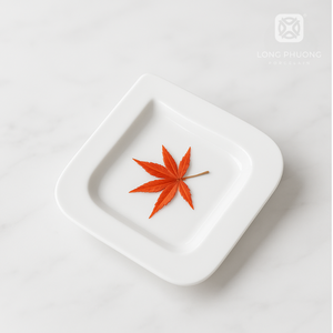 Plato cuadrado Thanh Le de 20cm, plato de cerámica hecho a mano, vajilla vietnamita, plato de servicio esmaltado rústico para restaurante, hogar, comedor - Product Image 1