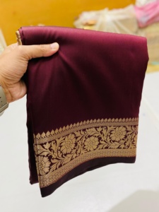 Sari de Seda Brocada Tejida a Mano de Primera Calidad, Tradicional, Pura, Banarasi Kanchipuram, Hecho a Mano, Vintage, Lehenga Choli Nupcial de Invierno - Product Image 3