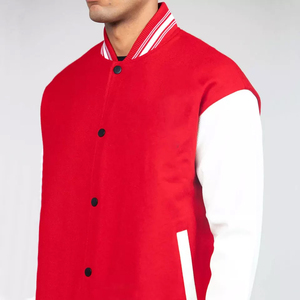 OEM Custom Men's Vintage Baseball <b>Leather</b> Varsity <b>Jacket</b> with Stand Collar and Chenille Patch High Street Style for <b>Winter</b> - Product Image 5
