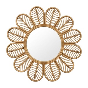 Kids Rattan <b>Mirror</b> Round Hanging Decor Kids Furniture Nursery Room Sunburst Shape Handwoven Decor Wholesale - Product Image 2