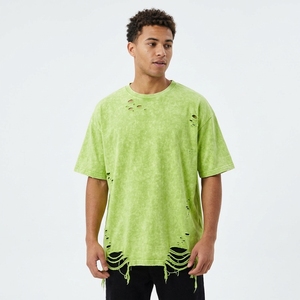 Camiseta de hombre al por mayor con lavado ácido, corte holgado y oversize, de tela de algodón duradera, estilo moderno vintage streetwear, top de moda OEM - Product Image 2