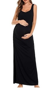 Vestido Largo Formal de Maternidad sin Mangas, Color Negro, de Alta Calidad, para Mujer, Estilo Maxi, para Lactancia - Product Image 3