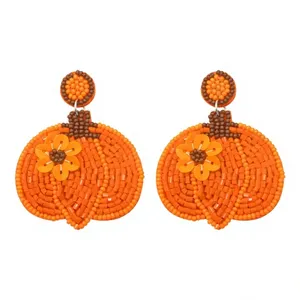 Pendientes de CRYSTAL CRAFT Hechos a Mano con Cuentas Bordadas para Mujer, Patrióticos, para el Día de los Caídos, en Naranja, Blanco y Azul, con Tela de Color Personalizado - Product Image 1