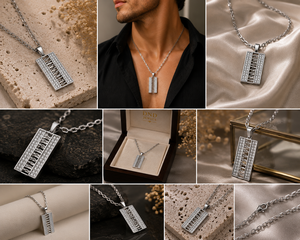 Colgante de Barra de Diamantes en Oro Blanco, Joyería Minimalista de Lujo - Product Image 3