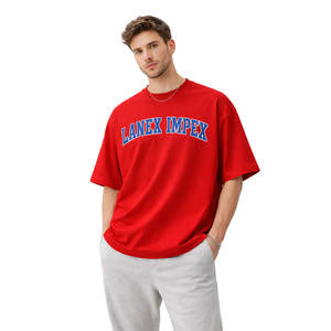 T-shirt Homme Rouge en Jersey 100% Coton Lourd de Haute Qualité, Coupe Oversize à Épaules Tombantes, Manches Courtes, Style Streetwear, Infroissable - Product Image 2