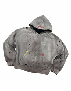 Sudadera con capucha extragrande para hombre, personalizada, de algodón 100% de 500 g/m², con lavado ácido y efecto desgastado en toda la prenda, fabricación al por mayor de lujo. - Product Image 3