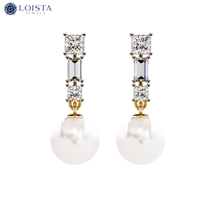 Boucles d'oreilles créoles en or jaune 18 carats avec diamants de laboratoire de forme fantaisie, diamants de laboratoire Confetti DEF VS - Product Image 1