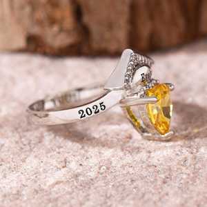Anillo de Graduación Universitario Personalizado BOJ School Ring 074, Anillo de Colegio Secundario para Ella, con Piedra de Nacimiento, Plata 925, ¡Oferta! - Product Image 2
