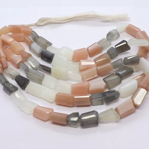 Perles de pierre de lune naturelle multicolores facettées en forme de pépite 9-14MM, perles de pierre de lune naturelle 18 pouces, perles de pierre de lune roulées multicolores - Product Image 1