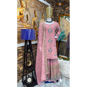 Conjunto de Top y Sharara Elegante para Fiesta con Dupatta para Mujer - Product Image 1