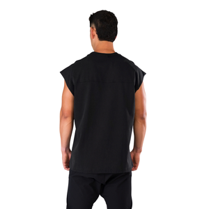 Débardeur Homme Noir Délavé Sans Manches Coupe Ample pour Entraînement Musculaire et Fitness OEM en Gros - Product Image 4