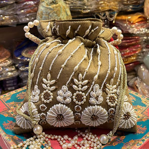 Indian Unique Design High Quality Material Handmade Potli Bag Women's Embroidered Multiple String <b>Handbag</b> <b>For</b> <b>Wedding</b> Favors - Product Image 4