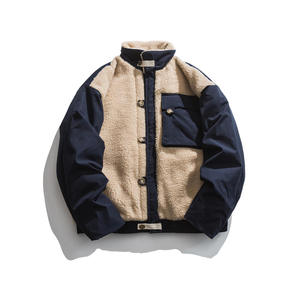 Men's Sherpa <b>Fleece</b> <b>Jacket</b> Stand Collar Button Windproof Casual Winter <b>Thick</b> Regular Fit Solid Color Sherpa <b>Jacket</b> For Men's - Product Image 3