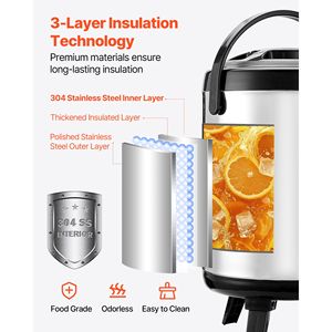 Dispenser per Bevande in Acciaio Inox Isolato da 6L/1,5 Galloni con Display della Temperatura, Erogatore Termico per Bevande Calde e Fredde - Product Image 4