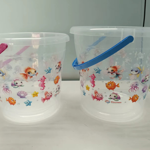 20L Colorful Aqua Printed Eco-Friendly Modern <b>Strong</b> Plastic Utility Bucket for Water Storage Cleaning Bathroom Household Tasks - Product Image 2