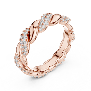 Anillo de Boda de Lujo con Moissanita Trenzada, Oro Rosa de 18K, Engaste de Canal, Anillo Trenzado de Aleación de Plata Esterlina para Mujer - Product Image 2