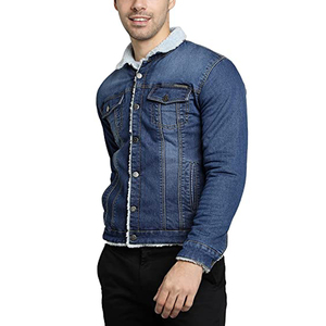 Wholesale Custom Chenille Patches Denim Jacket for <b>Men</b> with Fur Collar Quick Dry Breathable Winter Season OEM Serviced - Product Image 6