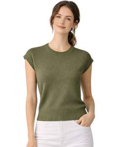 Suéter de Punto sin Mangas Color Verde Oliva Personalizado para Mujer, Cuello Redondo, Ligero, Informal, Chaleco de Verano, Suave, Cómodo y Moderno - Product Image 1