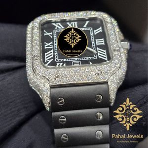 Montre de luxe carrée en diamant Pahal Jewels pour femmes, acier inoxydable, cadran noir, chiffres romains, affichage de la date, mouvement à quartz suisse - Product Image 2