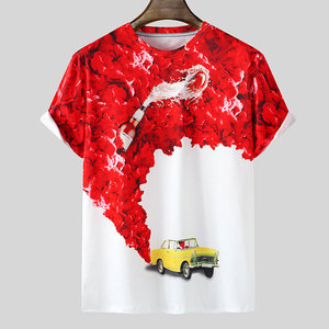 T-shirt pour homme de style personnalisé, tissu en polyester/coton respirant et écologique de haute qualité, impression personnalisée, manches courtes, coupe ample - Product Image 1