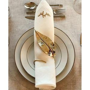 <b>Adjustable</b> Silver Leaf Napkin Ring For Dining <b>Table</b> Accessories Dishwasher Safe For Parties Event Supplies Custom Design - Product Image 1