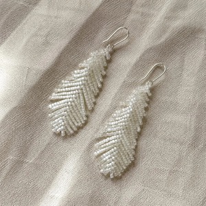 Handmade Fairy Style Beaded Hoop Earrings with Swan Feather Tassel Luxury <b>Braided</b> <b>Long</b> Earrings for Women's Wedding Jewelry Gif - Product Image 6