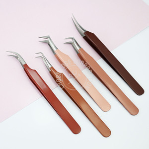 Custom J Curved Eyelash Tweezers Isolation Lash Tweezer Classic Individual Lashes Extension Tweezers Nude Color Rust-Free - Product Image 5