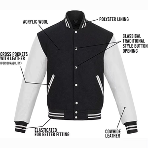 2026 High Quality College Baseball Jacket Custom Streetwear Manufacturer Letter Embroidered Patch Wool Chenille Varsity Jackets - Product Image 1