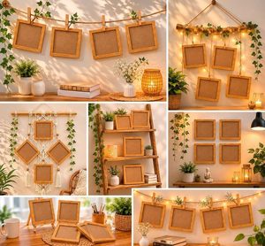 Natural <b>Wooden</b> Photo <b>Frame</b> Square Blank Wood <b>Picture</b> <b>Frame</b> Rustic Wall Tabletop Display <b>Frame</b> Home Decor Gift - Product Image 5