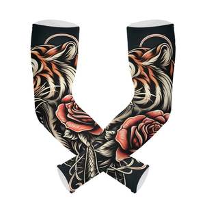 Mangas Protectoras para Hombre con Estampado Digital Floral de Tigre, UPF50+, Poliéster, Estilo Tatuaje, Manga Larga - Product Image 1