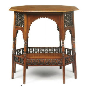 Mesa auxiliar octogonal marroquí con incrustaciones de nácar, mesa auxiliar de madera hecha a mano, mueble decorativo islámico vintage con incrustaciones de hueso. - Product Image 3