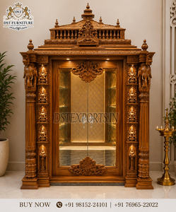 Best Design Pooja <b>Mandir</b> Home Temple Solid Teak Wood Customized Brown Heavy Carved Waterproof Durable Traditional Home <b>Mandir</b> UK - Product Image 2