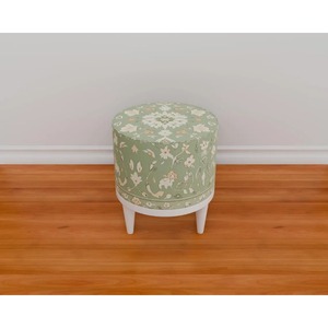 Circular Fabric <b>Pouf</b> With Foliage Pattern Bohemian Style Living Room Ottoman Single-Piece Package - Product Image 2