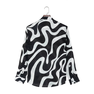 Chemise à manches longues en lin imprimé de luxe pour homme, coupe ajustée - Product Image 2