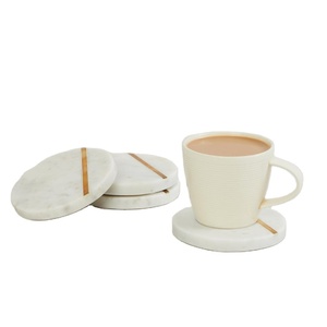 Stone Era Luxury Marble Tea <b>Coaster</b> <b>Set</b> of 4 10cm Diameter Eco-Friendly for Home Hotel & Restaurant Use - Product Image 1