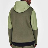 Sweat-shirt à capuche zippé pour homme, vert olive, en molleton français, coupe décontractée, hiver, 100% coton, service OEM