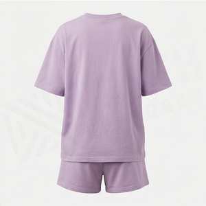 Women's Lavender <b>Flame</b> Print 2 Piece Shorts Set Short Sleeve T <b>Shirt</b> and Above Knee Shorts Casual Loose Fit Spring Summer Wear - Product Image 2