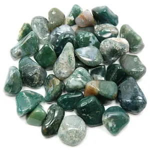 Wholesale High Quality Natural Moss Agate Tumble Stone For Healing Home Decoration From India