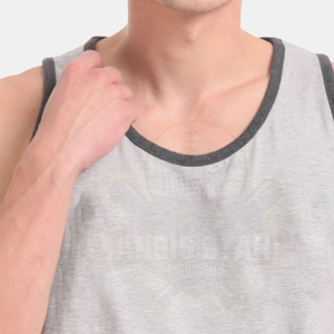 Débardeur sans manches gris pour homme, col rond, tricoté, couleur unie, décontracté, écologique, séchage rapide, Spandex/Coton, pour la gym - Product Image 4