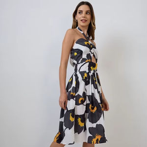 Robe midi élégante en mousseline de soie à imprimé floral pour les fêtes en jardin et les sorties estivales décontractées pour femme - Vente en gros - Product Image 1