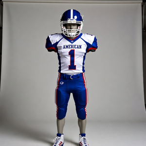 Uniforme de Fútbol Americano Azul y Blanco, Personalizado con Nombre y Número, Conjunto de Camiseta y Pantalones - Product Image 1