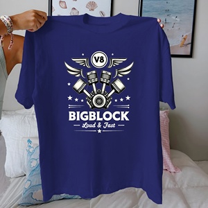 เสื้อยืดผ้าฝ้ายแท้สำหรับผู้หญิงดีไซน์เครื่องยนต์ V8ทรงพลังสวมใส่สบาย - Product Image 4