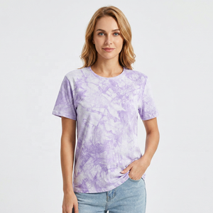 Camiseta de Manga Corta para Hombre, Cuello Redondo, Corte Regular, Informal, Tejida, con Estampado Morado y Blanco, para Verano - Product Image 3