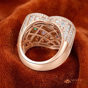 14K Rose Gold Plated Heart Ring Multi-Color Stone Cluster Wedding Band Iced Out Romantic Heart Jewellery Pink Gold Rainbow Ring - Product Image 3
