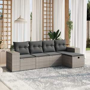 Grand ensemble de canapés de jardin en polyrotin gris avec structure en acier thermolaqué – Mobilier d'extérieur haut de gamme - Product Image 1