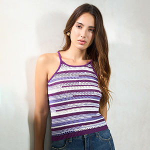 Camiseta sin Mangas Nardon Apparel, Hecha a Medida, Mezcla de Algodón y Elastano de 230 g/m², Básica, Lisa, Teñida, Ajustada, Corta, con Cuello Redondo para Mujer - Product Image 3