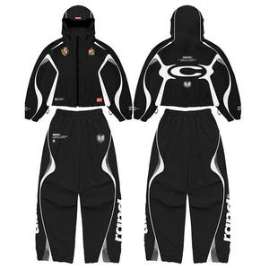 Custom Unisex Gray Hooded Tracksuit Set Full Sleeve Zipper Sporty Style Solid Color 100% Organic Cotton Windproof Breathable - Product Image 2